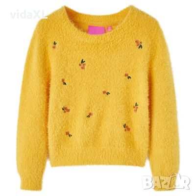 Детски плетен пуловер, охра, 128（SKU:14940, снимка 1
