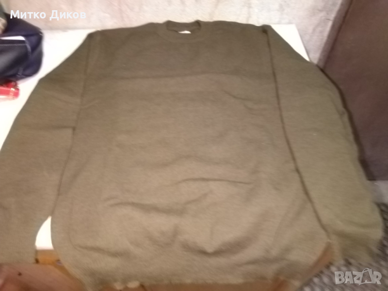 Военен ловен пуловер 50% вълна 50% пан нов Шина Андреева Баните размер М, снимка 1