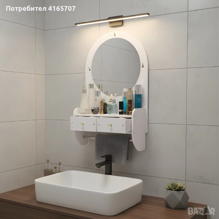 Огледало за грим с място за съхранение – елегантно и спестяващо място решение за баня и спалня, снимка 1