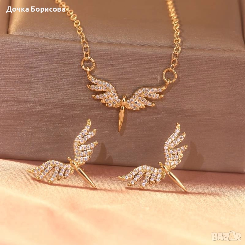 Angel Wings Spark - комплект колие и обеци с криле, снимка 1