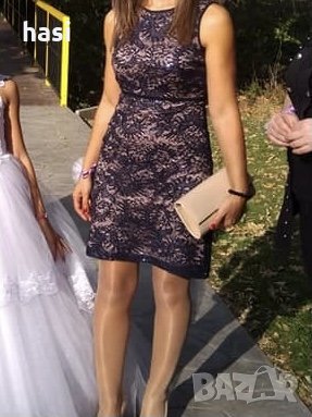 Официална Дантелена рокля с паети, снимка 1