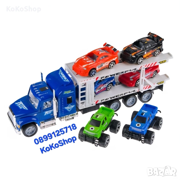Детски камион автовоз с шест превозни средства, снимка 1