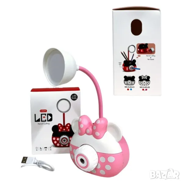 Детска нощна LED лампа презареждаема, с акумулаторна батерия Фотоапарат с острилка, розова за момиче, снимка 1