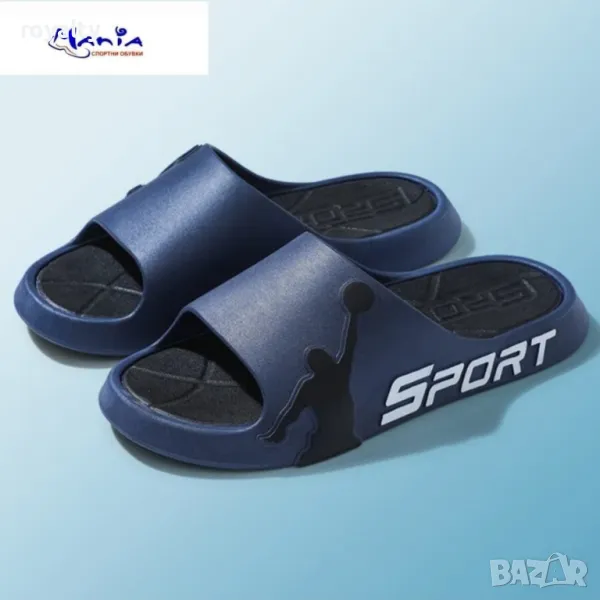 Олекотени чехли в синьо и черно, снимка 1