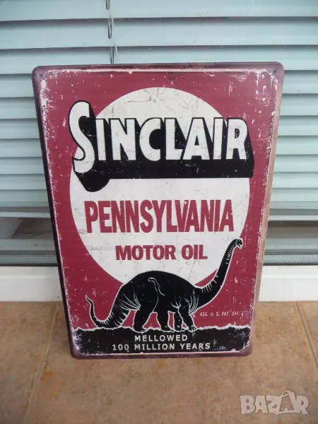 Метална табела Sinclair моторно масло Пенсилвания Динозавър, снимка 1