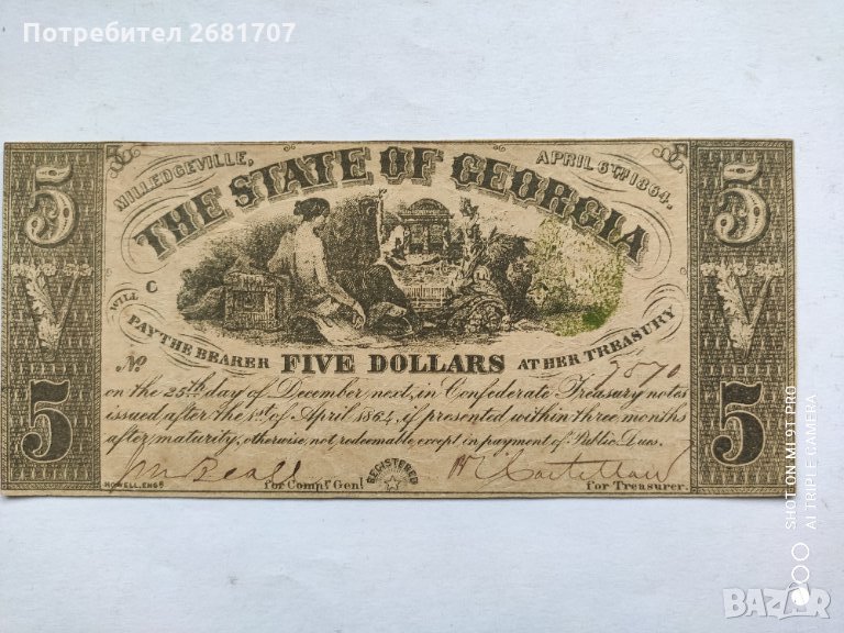 5 долара от Гражданската война на САЩ, снимка 1