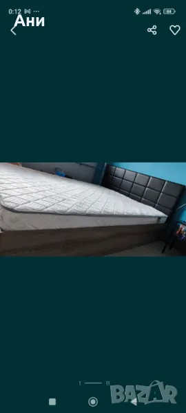 Спалня сива с черна еко кожа табла 160/200 с механизъм за повдигане, снимка 1