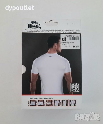Lonsdale - Мъжка памучна тениска Single Tee, бяла, размер - S.                                 , снимка 3 - Тениски - 39615118