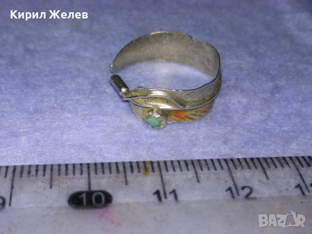 СТАРИННА ЛИСТОВИДНА АРТ НУВО СРЕБЪРНА ОБЕЦА STERLING D АНГЛИЯ РЪЧНА РАБОТА с НАТУРАЛЕН ТЮРКОАЗ 40322, снимка 11 - Антикварни и старинни предмети - 42793719