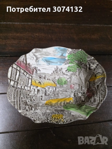 Английска ръчно декорирана чиния