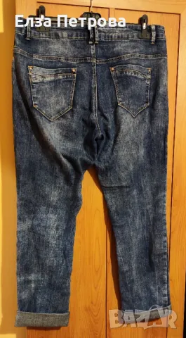 Дамски есенни дънки тъмносини на по-светлосини ефекти и с накъсано; 3XL÷4XL, снимка 2 - Дънки - 43218366