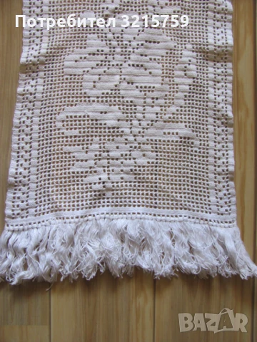 Ръчно плетено перде, ковьор ,памук 133х42см., снимка 2 - Декорация за дома - 50929711