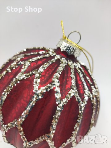 Стъклена коледна топка 10 см диаметър   Ръчно изработена , снимка 2 - Декорация за дома - 42840884