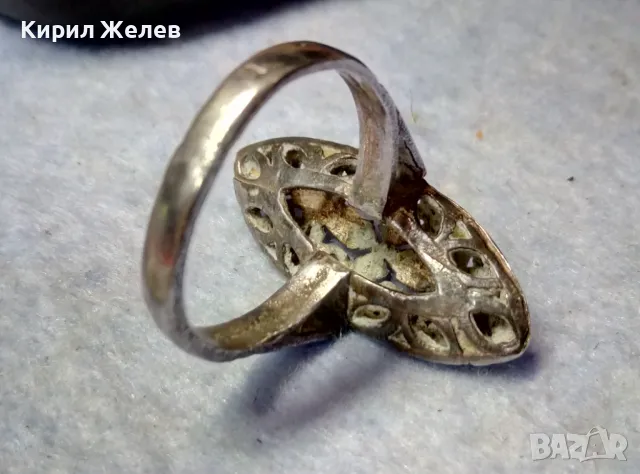 СТАРИНЕН ФЛОРАЛЕН АЖУРЕН СРЕБЪРЕН ПРЪСТЕН СРЕБРО ВИСОКА ПРОБА РЪЧНА МАЙСТРОСКА ИЗРАБОТКА 49304, снимка 5 - Антикварни и старинни предмети - 49957829