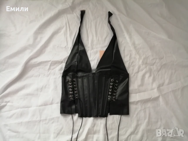 Нов дамски кожен топ/бюстие/корсет р-р XS и S, снимка 6 - Корсети, бюстиета, топове - 51076369