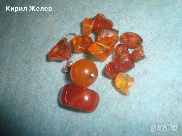 СТАРА СРЕБЪРНА КЕХЛИБАРЕНА ОБЕЦА иЛОТ БАЛТИЙСКИ НАТУРАЛЕН КЕХЛИБАР и1 КАРНЕОЛ ШЛИФОВАНО КАМЪЧЕ 23568, снимка 16 - Антикварни и старинни предмети - 35646444