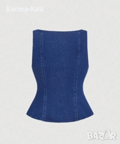 нов дънков потник , снимка 2 - Корсети, бюстиета, топове - 51548639