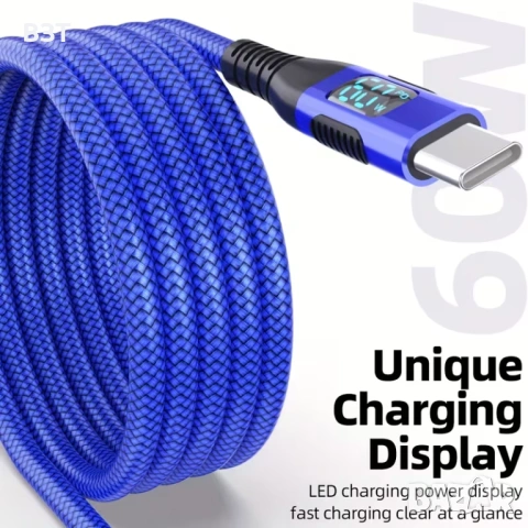 КАБЕЛ С ДИГИТАЛЕН ДИСПЛЕЙ ЗА ЗАРЕЖДАНЕ И ТРАНСФЕР НА ДАННИ USB-А 3.1 КЪМ USB-C, снимка 2 - USB кабели - 53246206