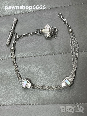 Сребърна верижка за джобен часовник със седефени елементи, снимка 10 - Мъжки - 51454790