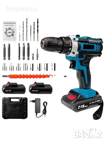 Машина за пробиване и завинтване в куфар,23 части,2 батерии