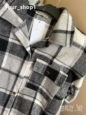 Дамска връхна риза каре черно/бяло/сиво , снимка 3 - Якета - 51840310