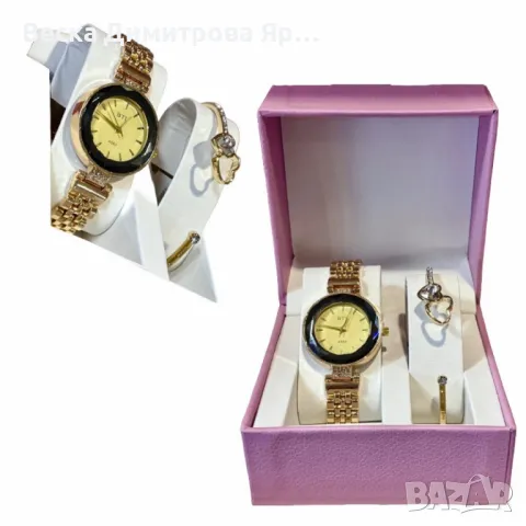 Дамски подаръчен комплект - Елегантен часовник с нежна гривна, снимка 2 - Подаръци за жени - 49435167