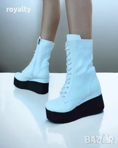 Боти на платформа - Кожа, снимка 6 - Дамски боти - 49299610