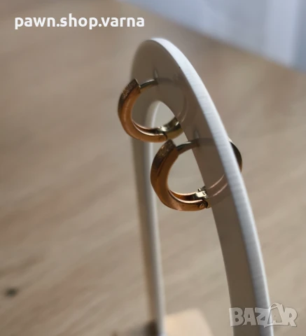 Златни обеци – комбинирано бяло и жълто злато, 585, 14к, снимка 3 - Обеци - 50841388