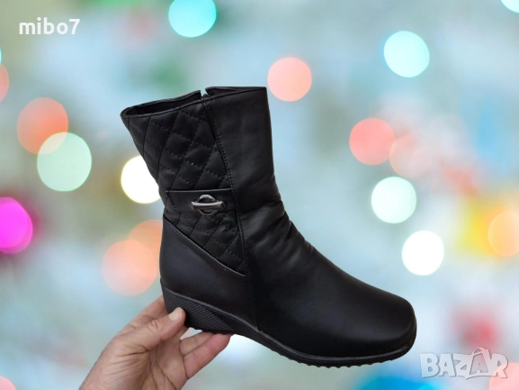 Дамски елегантни боти с цип, меко гумено ходило и топъл хастар., снимка 2 - Дамски боти - 52806251