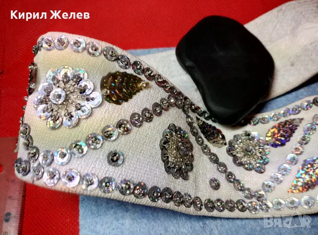 Стар ЕТНОГРАФСКИ ДАМСКИ КЕНАРЕН КОЛАН УКРАСЕН с ФЛОРАЛНИ МОТИВИ от БЛЕСТЯЩИ ПАЙЕТИ 47564, снимка 11 - Антикварни и старинни предмети - 47962834