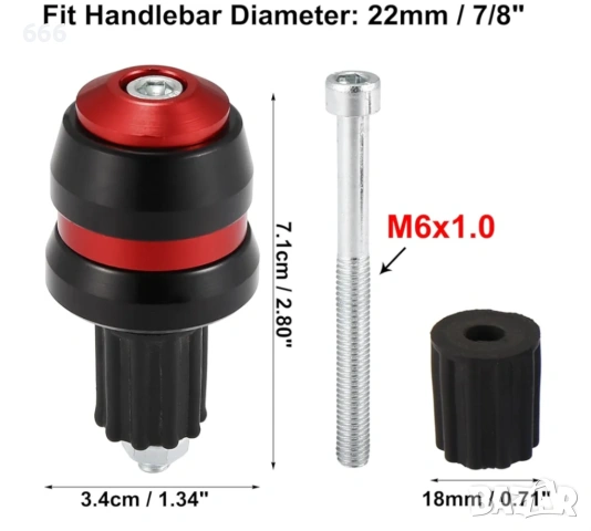 Motoforti 1 чифт тапи за кормило 7/8" 22 мм за мотоциклет, скутер, снимка 2 - Аксесоари и консумативи - 54004100