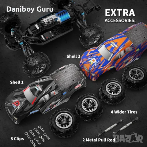 RC Високоскоростна 1:10 Hosim RC Monster Truck 48+ KMH 4X4 Off-Road RC , снимка 2 - Коли, камиони, мотори, писти - 49595606