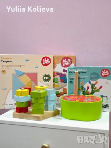 Дървени игри С геометрични формички 