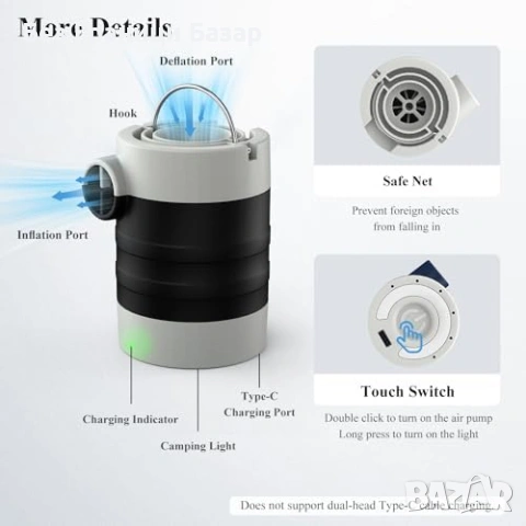 Нова Преносима помпа за надуваеми изделия вакуум торби и къмпинг матрак, снимка 6 - Други стоки за дома - 53888149