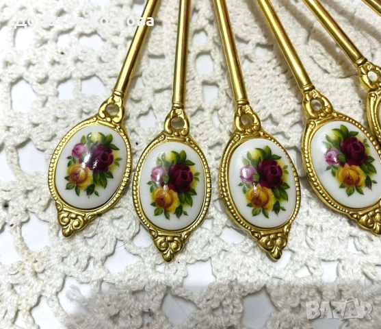 ROYAL ALBERT красиви позлатени лъжички от Англия, снимка 3 - Антикварни и старинни предмети - 52575073