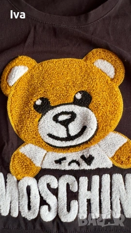 Черна тениска MOSCHINO с мече – стилен дамски модел, снимка 2 - Тениски - 54036170