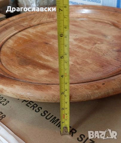 35см стара Дървена  чиния -пано - поднос,  дърворезба, черпак, голяма чиния, зодия, снимка 14 - Декорация за дома - 31174809