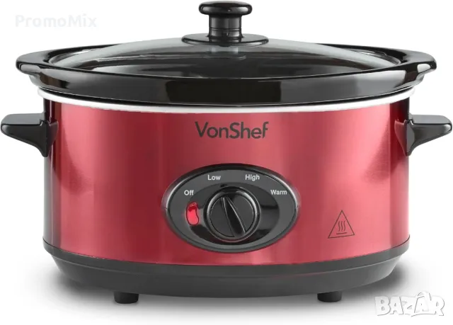 Уред за бавно готвене VonShef 50 339 Slow Cooker 3.5л 170W Съд за готвене с капак Оризовар, снимка 4 - Мултикукъри - 49206846