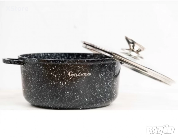 Комплект тенджери Goldmann, 20/24/28см., Лят алуминий, Мраморно покритие, Индукция, снимка 4 - Съдове за готвене - 52507492