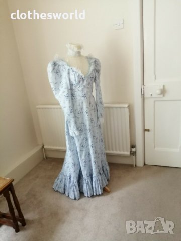 Лятна рокля във викториански стил в синьо на цветя, снимка 2 - Рокли - 37611171