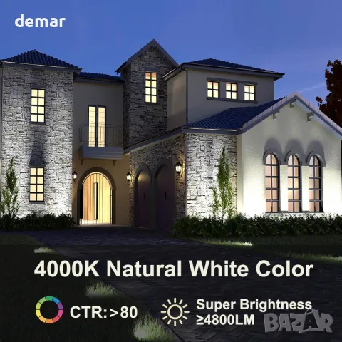 YASOTEK LED лампа за осветяване на стена, 36W 4000K Неурално бяло, 4800 лумена, IP65, 1 метър, снимка 2 - Лед осветление - 49672203