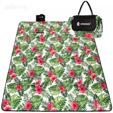 Одеяло за пикник, 300 х 200 см, мотив Хибискус, постелка за пикник, постелка за плаж, снимка 9 - Олекотени завивки и одеяла - 34394328