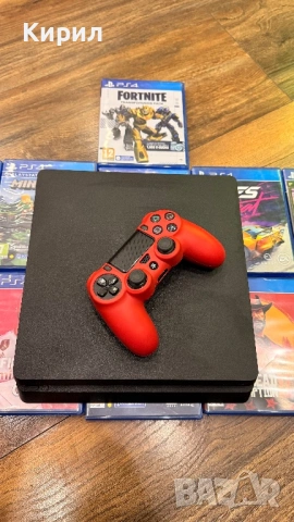 PS4 Slim 500GB + Волан и педали + 11 игри, отлично състояние !