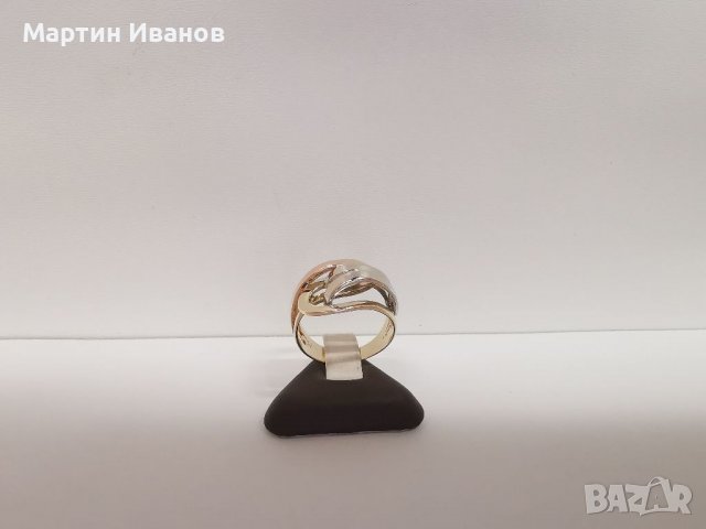 Златен пръстен три цвята злато , снимка 2 - Пръстени - 36987193