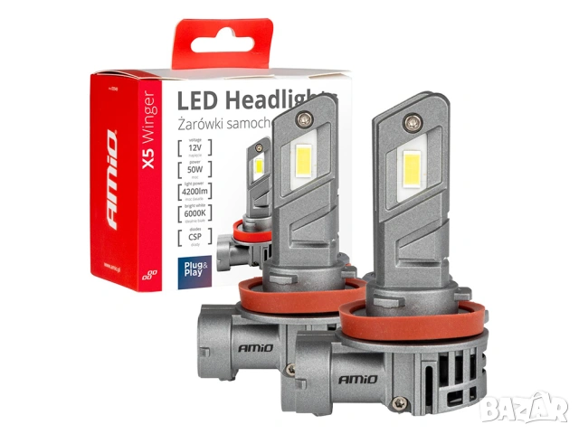 Комплект 2бр. LED Диодни крушки H8-H9-H11 6000K 50W 12V / H1 6000K 30W Canbus