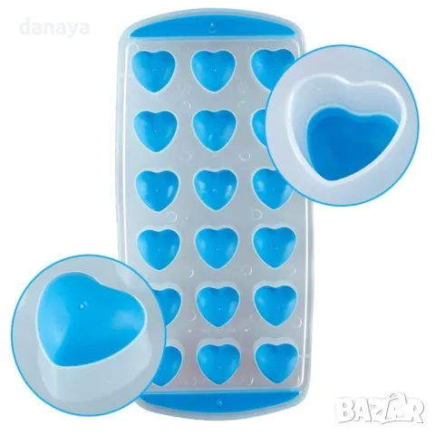 525 Форма за лед със силиконово дъно 18 сърца формички за лед сърце, снимка 9 - Форми - 48902774