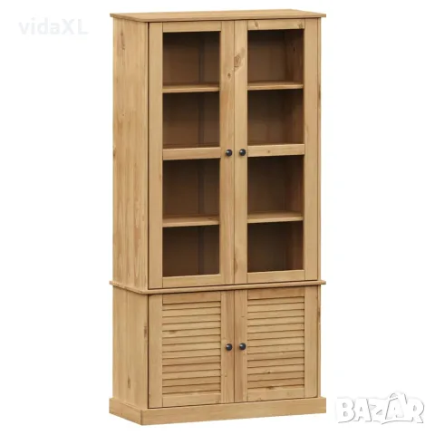vidaXL Стъклен шкаф витрина VIGO 85x35x170 см бор масив