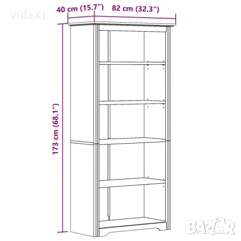 vidaXL Етажерка за книги BODO бяла 82x40x173 см бор масив 5 нива, снимка 6 - Етажерки - 56147364