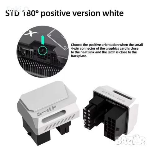 EZDIY-FAB 12VHPWR 180° Градусов Адаптер (STD) - Бял, снимка 6 - Дронове и аксесоари - 56536676