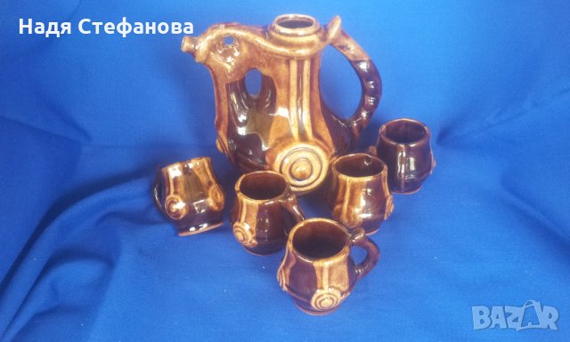 3 комплекта канички с по 5 чаши за концентрат керамични битови, снимка 7 - Антикварни и старинни предмети - 29491157